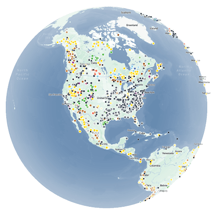 Minesites globe visualisation