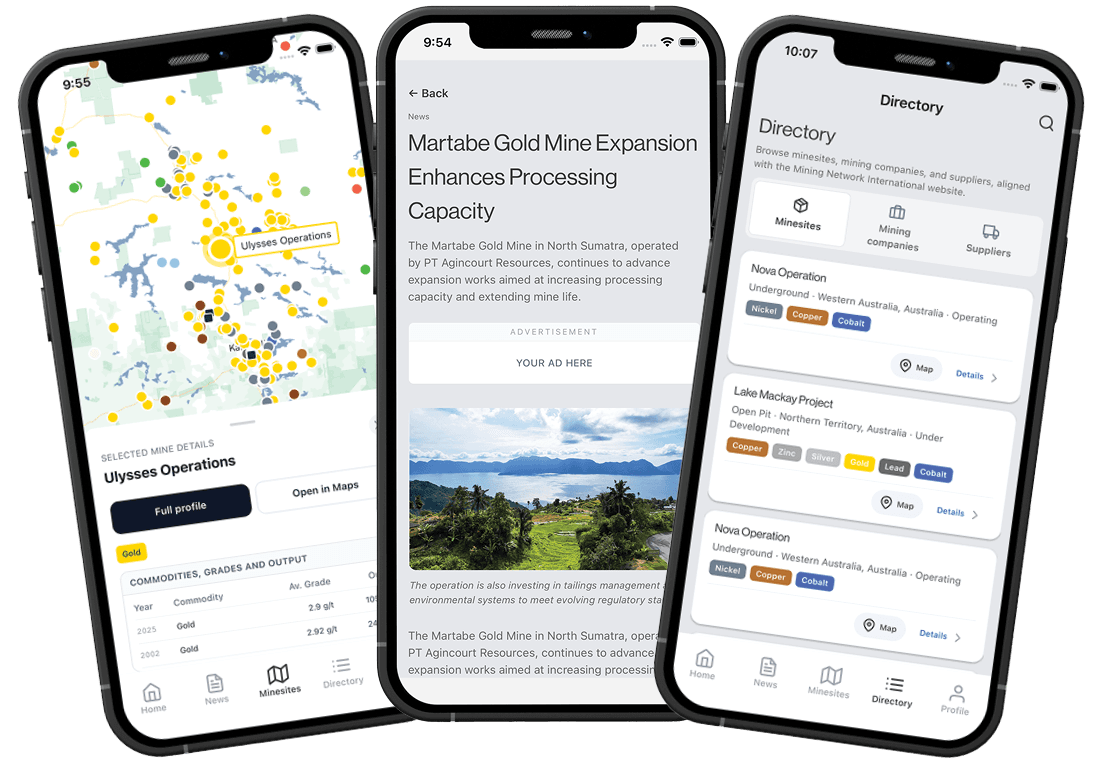 MNI app showing minesite and data experience